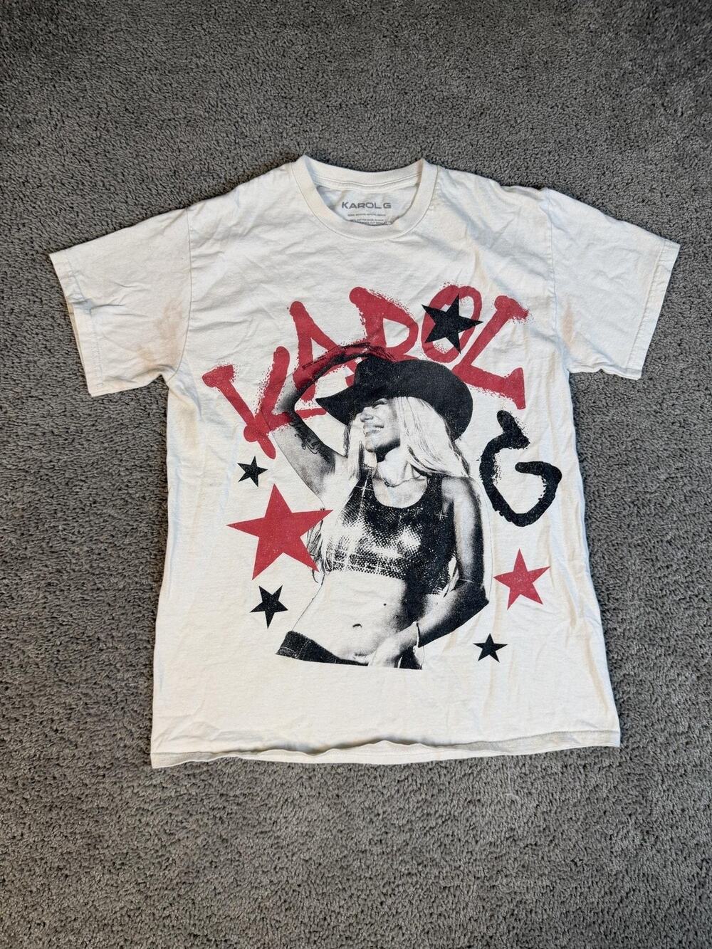 Karol G Shirt Mens XS White Graphic Colombia Cotton Crew Neck Lightweight